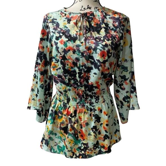 CALVIN KLEIN TUNIC BLOUSE  3/4 SLEEVE ECLECTIC SZ XS SOPHISTICATED CHIC - Picture 1 of 8